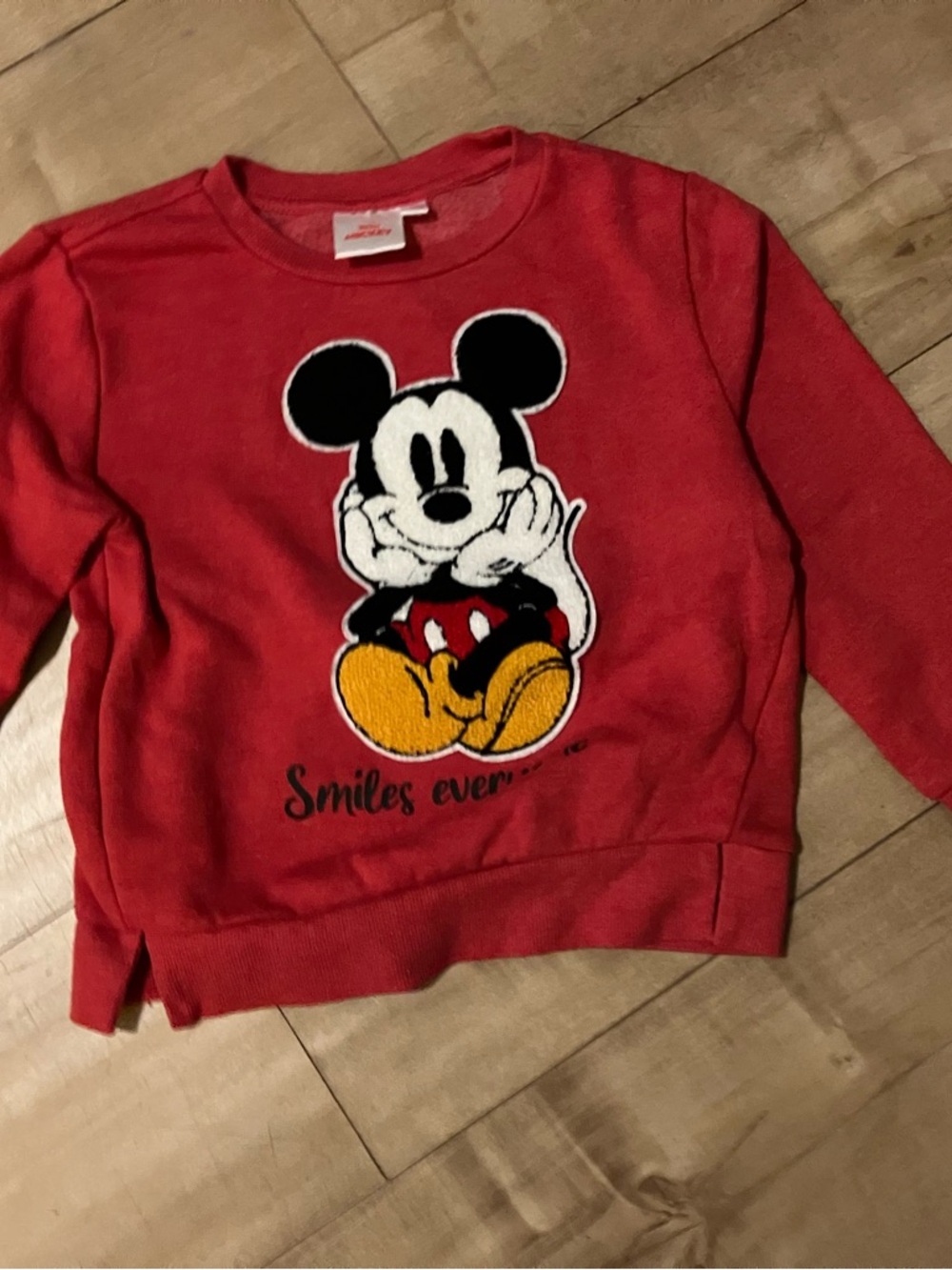 Disney Red Mickey Mouse Pullover Sweatshirt with Yellow Accents